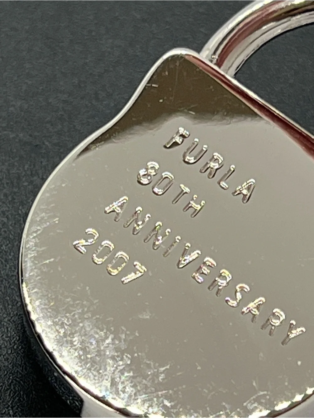 Furla 30th Anniversary 2007 Padlock Crystal Silver Tone Keychain Bag Charm